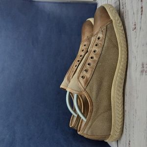 John Varvatos | Slip on Laceless Bootleg Sneakers Canvas Leather Tan Size 11